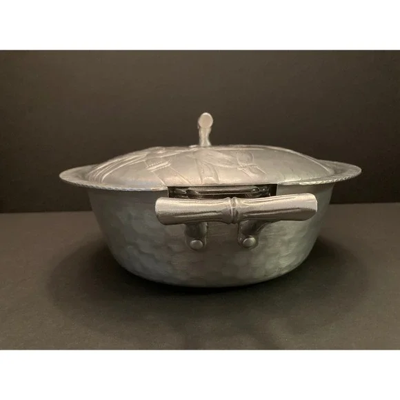 Vintage Everlast Aluminum "Bali Bamboo" 1948-1959 Casserole w/ Pyrex Insert MCM - Picture 4 of 15